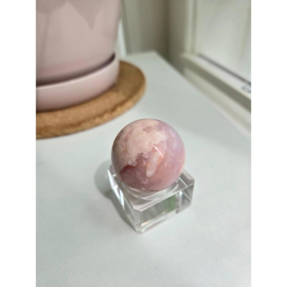 Carnelian Flower Agate Crystal Sphere